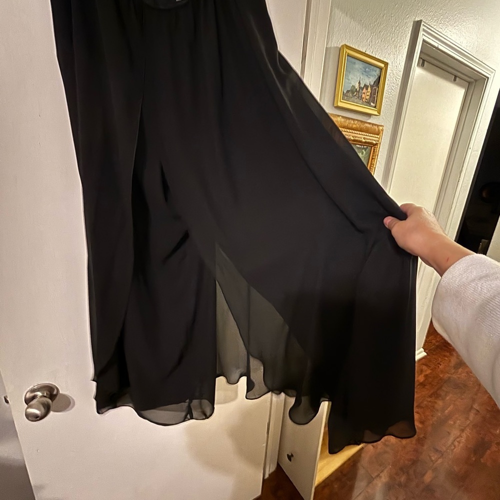 Elegant Black Chiffon Pants with skirt overlay - Picture 4 of 5